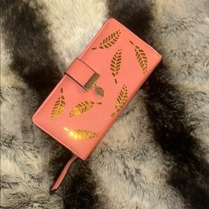 Chic Pink and Gold Wallet with Structured Design